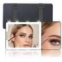 Car Sun Visor Vanity Mirror with Lights,Side with 6 inch 20X Magnifying Mirror,Rechargeable Car Makeup Mirror with 3 Light Modes,Dimmable Touch Led Screen,Black