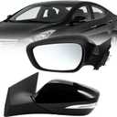 Left Driver Side Mirror Assembly Compatible with Elan-tra 2011 2012 2013 Heated & Turn Signal Light & Manual Folding and Power Glass 876103Y000 HY1320179 Gloss Black (6 Pins) (Left)