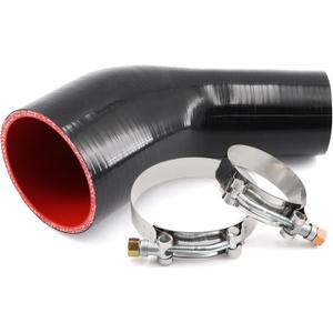 High Performance 45 Degree ID 2 to 3 inch(51-76mm) Elbow Silicone Coupler Hose Reducer, 4-Ply Reinforced Wall Thickness 5mm Length 4 inch for Turbo/Intercooler/Intake Pipe with 2 T-Bolt Clamps