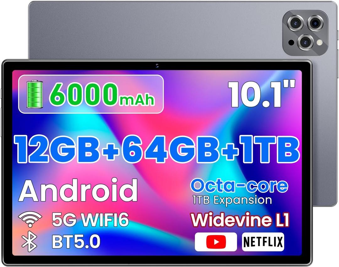 10.1″ Android Tablet — 6GB RAM / 128GB 6000mAh 5MP+13MP Android 13.0 