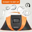 Pop Up Camping Tent, 4 Person Instant Tent Waterproof PU4500mm, Spacious Ventilated Camping Tent with Front Porch, Quick Setup Lightweight Portable for Outdoor Camping Hiking Beach, Orange