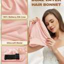 100% Mulberry Silk Lined Bonnet for Sleeping Women - Adjustable Anti-Frizz Curly Hair Wrap for Braids, Natural Hair, Pink (M)