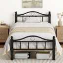 Metal Twin Bed Frames, 1500lb No Squeak Metal Platform with Headboard, 12" Underbed Storage, Tool-Free 30-Min Assembly No Box Spring Needed for Dorms/Apartments