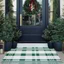 Amazon.com: Christmas Door Mat Outdoor 27.5 x 43 Green and White Plaid Rug Christmas Decor Rug Cotton Hand-Woven Layered Door Mats Washable Carpet for Front Porch, Kitchen, Farmhouse, Entryway : Home & Kitchen