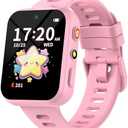 BIGGERFIVE Smart Watch for Kids with Dual Cameras, 30 Puzzle Games, Video & Music Player, Audiobooks, Flashlight, Pedometer, Calculator, Educational Toys Birthday Gifts for Boys Girls Ages 4-10 Pink