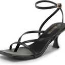 DREAM PAIRS Women's kitten Low Strappy Lace Up Heels Open Square Toe Thong Ankle Strap Heels Sexy Fashion Comfort Dress Shoes Party Sylvestra Pumps Heeled Sandals (8.5)
