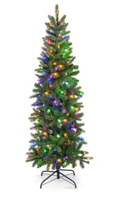 5FT Pre-Lit Hinged Artificial Christmas Tree With 390 Tips & 180 Multicolor Lights
