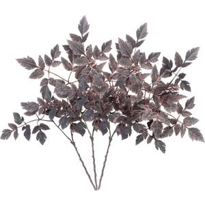 Cimicifuga Stems 3PCS 24 Inch Realistic Fall Floral Stems 36 Leaves and 2 Fruits Faux Branches for Halloween Vase Wedding Table Mantel Decor Cimicifuga, Fall Floral, L