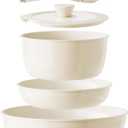 Redchef Ceramic Pots and Pans Set Non Stick, Nonstick Kitchen Cookware Sets, Non Toxic Pots and Pans Set Non Stick, PFAS PFOA & PTFE Free, Detachable Handle Pots and Pans 5 Piece, RV Cookware