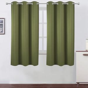 LEMOMO Olive Green Blackout Curtains 42 x 63 Inch Length/Set of 2 Curtain Panels/Thermal Insulated Room Darkening Blackout Curtains for Bedroom