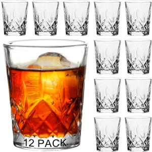 Ruckae 12 Pack 1.5 OZ Shot Glasses Set Crystal Shot Glass Bulk Clear Cone Shot Glasses for Vodka Tequila Whiskey Liquor (Transparent)