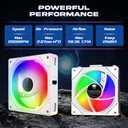 Interstellar V1 120mm PC Reverse Blade Case Fan, Infinity Mirror Module Daisy-Chain 5V ARGB PWM PC Fan Triple Pack Suitable for Computer Case & CPU Cooling(White-3 Pack)