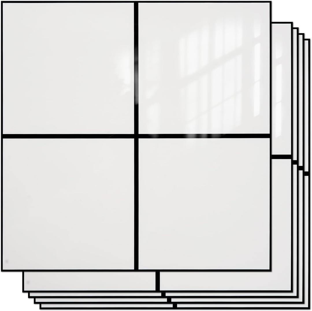 Peel and Stick Backsplash Tiles 20 Sheets 12''x12'' PVC Self Adhesive Wall Tiles Back Splash Wall Panels Stick on Backsplash for Kitchen Bathroom Laundry Room, White Checkered