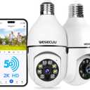 WESECUU Light Bulb Security Camera -5G& 2.4GHz WiFi 2K Security Cameras Wireless Outdoor Motion Detection and Alarm,Two-Way Talk,Color Night Vision,Human Detection, Bulb Camera Compatible with Alexa  2K/2-Pack, White