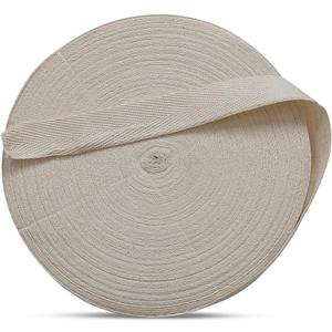 Shrika Beige Cotton bias Binding Tape 25mm (1 inch)  50m roll, Herringbone Twill Tape for Sewing, Dressmaking, Crafts, Aprons & DIY  Durable Fabric Trim