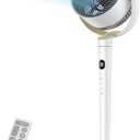 Dreo Fan for Bedroom, 120° Oscillating Standing Fan, Quiet Pedestal Fan with DC Motor, 9 Speeds, 4 modes, 20dB, 120° Manual Vertical, 37-42" Adjustable Height, 9H Timer, White