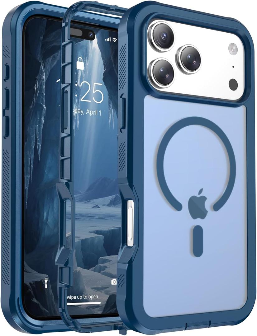 jaroco Magnetic for iPhone 17 Pro Max Case, [Compatible with MagSafe][Military Grade Drop Protection][Heavy Duty Protection][Non-Slip][Shockproof] 2-Layer Durable Bumper Phone Case 6.9''-Deep Blue
