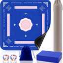 Mahjong Mat for Table, 31.5''x31.5'' Mahjong Mat with Rules, Non-Slip, Noise Reduction, Waterproof, American Mahjong Tile Mat, Mahjong Mats with Carry Bag
