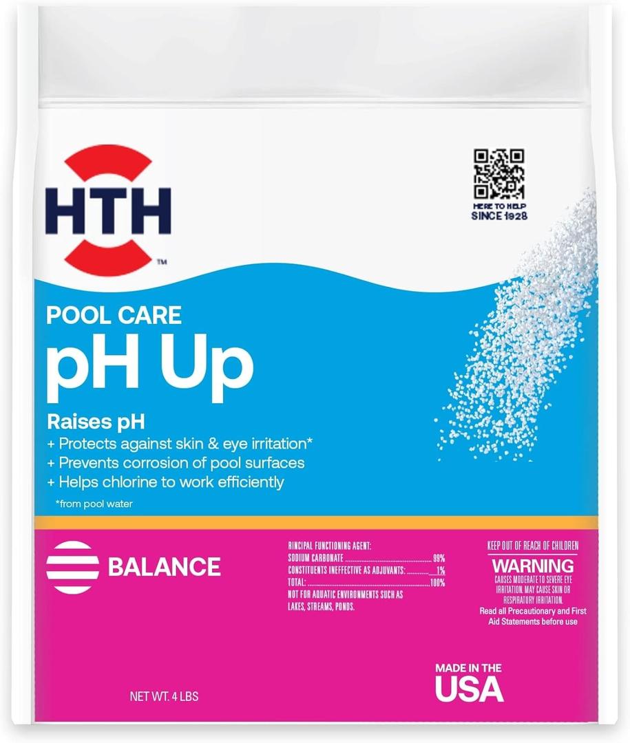 HTH 67058 Swimming Pool Care pH Up, Raises pH, Swimming Pool Chemical, 4 Lbs