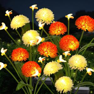 Solar Garden Lights Outdoor 4 Packs Solar Swaying Bee Lights with Fake Flowers Waterproof Firefly Light Flower Fairy Lights Outdoor Patio Yard Pathway Decoration Ideal Gifts for Women Mother's Day