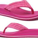 COFACE Womens Flip Flops with Comfortable Arch Support Ladies Dressy Lightweight Wedge Flip-Flops Summer Soft Yoga Mat Platform Thong Sandals for Beach, Hot Pink Size 9 (Pink)