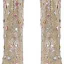 Richealnana Sparkly Gem Rhinestones Calf Mid High Boots for Women Cowboy Cowgirl Boots for Women 2INCH Heeled Pull Tabs Boots Gem (Gold, Size 8)