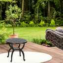 YKSY&YKSY Jardin DE Centennial Cast Aluminum Side/End Table, Anti-Rust Coffee Bistro Table for Outdoor, Patio, Indoor, Garden, Porch, Balcony (Round Black) 1