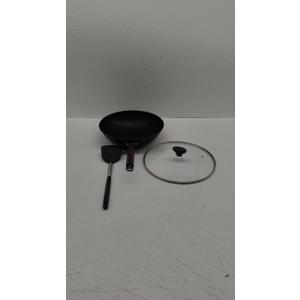 Todlabe Carbon Steel Wok - Including Glass Cover and Silicone Spatula, 13-Inch Woks & Stir-Fry Pans for Induction, Electric, Gas Stoves