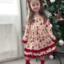 HINTINA Toddler Girl Christmas Dress Flared Sleeve Ruffle Xmas Dresses (4-5T, Khaki)