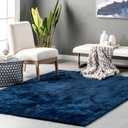 nuLOOM 3' x 5' Cozy Plush SuperiorWash Area Rug, Machine Washable, Non-Slip, Soft Fluffy Shag Carpet for Living Room Bedroom Kids Room Nursery Home Decor, Loni Navy