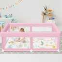 Hiaksedt Large Baby Playpen with Mat 50"x50" Baby Girl Play Pen for Babies and Toddlers, Safe Structure and Soft, Skin-Friendly Fabric with Zipper Gates Pink