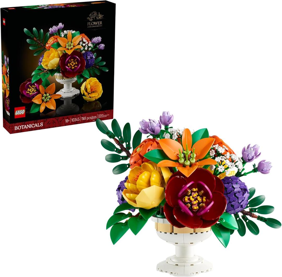LEGO Botanicals Flower Arrangement Artificial Flowers Building Set - Decor for Table Display - Gift for Birthdays - Unique Bouquet for Adults, Ages 18+ - 10345