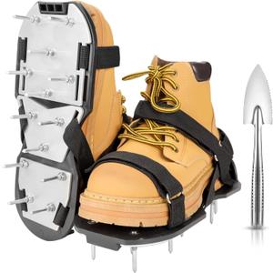 Lawn Aerator Shoes for Grass - Pre-Assembled Grass Aerator Shoes for Lawn - Soil Yard Aerator Tool for Aerating Patio Garden, Black