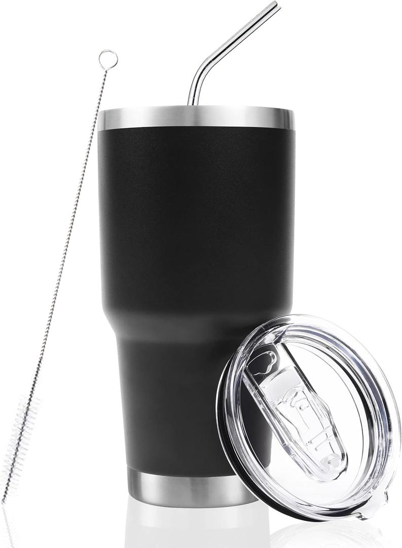 Toopify 30 oz Stainless Steel Insulated Tumbler Travel Mug with Straw Slider Lid, Cleaning Brush, Double Wall Vacuum (Black) Toopify 30 oz Stainless Steel Insulated Tumbler Travel Mug with Straw Slider Lid, Cleaning Brush, Double Wall Vacuum (Black)