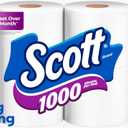 Scott 1000 Toilet Paper, 8 Rolls, Septic-Safe, 1-Ply Toilet Tissue