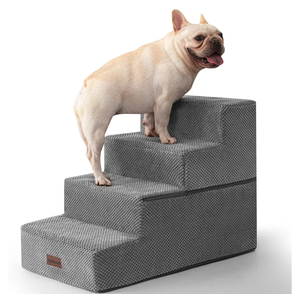 Aodisman Dog Stairs for Bed 18.5" H, 4-Step Dog Steps for Small Dogs and Cats, Indoor Non-Slip Balanced Pet Stairs are Suitable for Puppy, Older Cat, Grey