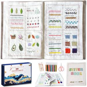 spicssa 2026 Upgraded DIY Stitch Book Kit, Embroidery Stitch Book Kit, Comprehensive Guide with Various Patterns, Complete Toolkit and Video Tutorials, Perfect for Beginners and Craft Lovers (5.13 IN)