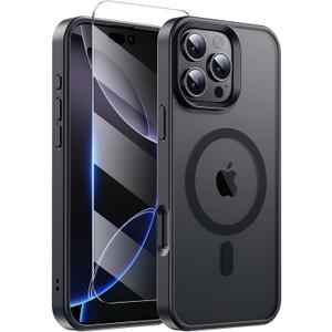 for iPhone 16 Pro Case with HD Screen Protect, [Compatible with MagSafe] [15FT Military Drop Protection] [Camera Protection] Magnetic Case for iPhone 16 Pro, Black