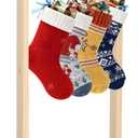 TangFee Wooden Christmas Stocking Holder Stand, 6 Hooks Wood Xmas Stocking Hanger Floor Stands, 51x26x88Cm/20 * 10 * 35inch