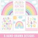 Hadley Designs 6 Rainbow Wall Decor  Pastel Rainbow Wall Art Posters for Nursery & Bathroom, Colorful Unframed Magical Room Decor Prints for Toddler & Girls' Bedroom