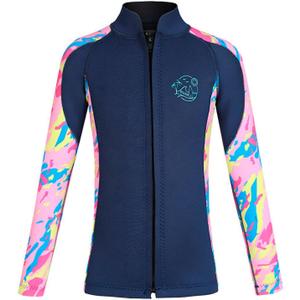 DIVE & SAIL Kids Wetsuit Top 2.5mm Neoprene Front Zip Long Sleeve Wetsuit Jacket for Boys and Girls Wet Suit Top for Surfing Swimming Diving Water Sport, Size L