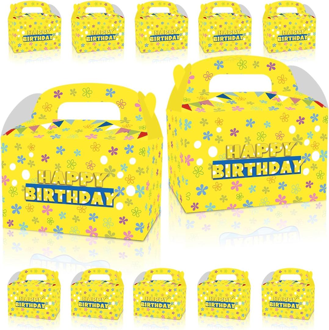 HKAHDID 12Pcs Blue Yellow Ocean Birthday Decorations, Cartoon Yellow Birthday Party Gift Boxes for Boys and Girls Party Theme Supplies