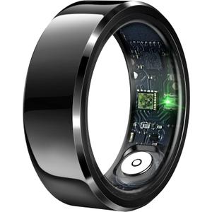 Smart Ring with Air Gesture Control, Health Tracker, 7-Day Battery, IPX8 Waterproof, Heart Rate & Sleep Monitor - Stylish Fitness Ring for Men & Women, Compatible with iOS/Android, Size 11,Black
