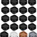 shouwuhho 16 Pack Furniture Risers Adjustable Bed Risers Heavy Duty Lifts Height 1", Square Stackable Bed Risers 1, 2 or 3 Inch for Desk Leg Table Couch Sofa Chair Bed Frame Legs Dorm, Black