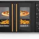GIHETKUT French Door electric Knob Oven,35 QT Extra Large Oven，18-Slice Convection Oven3-Control Knobs, Bake Broil Toast Grilled Meat Keep Warm, black Metal,Equipped with a tray and a rack.