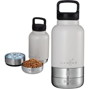 Insulated 32oz Stainless Steel Dog Water Bottle with Food & Water Bowls, Leak-Proof Pet Travel Dispenser for Dogs, Portable for Hiking, Walking, Outdoor