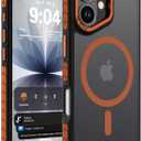 DEERLAMN Strong Magnetic Case for iPhone 16 6.1-Inch,[Compatible with Magsafe][Military Grade Drop Protection] Translucent Matte Shockproof Protective Phone Cover-Frosted Orange