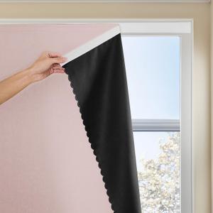 Autohesion Curtains for Windows,Bedroom Blackout Curtains for - Thermal Lnsulated No Drill Curtains Room Darkening Black Small Drapes, JILRON,(1 Panels,35Wx48L inch-Tender Pink)