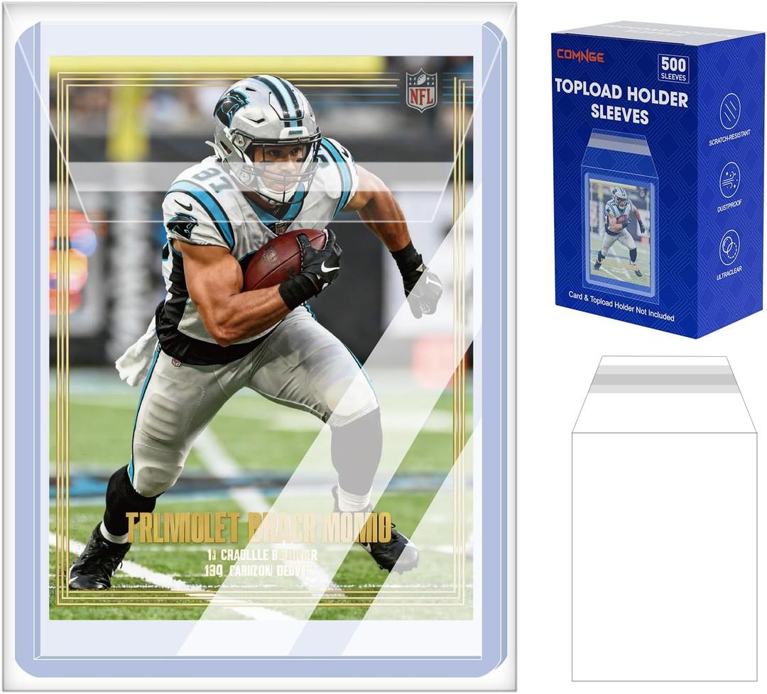 Resealable Top Loader Sleeves - Ultra Clear Team Bags for 35PT-75PT Toploaders Card Holder, Prevent Scratches & Dust, Ultimate for Sports, Game, Trading Cards Storage and Shipping(500 Count)