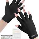 jozidea Petite Hands UV Gloves for Gel Manicures, UPF50+ UV Protection Gloves, Fingerless Design for Nails Protect (Black-Small Size)
